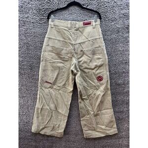 Jnco Jeans High Rise Wide Leg Wale Corduroy Baggy Pants Beige Mens Size 32 x 30